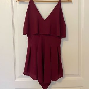 Burgundy Ruffle Romper